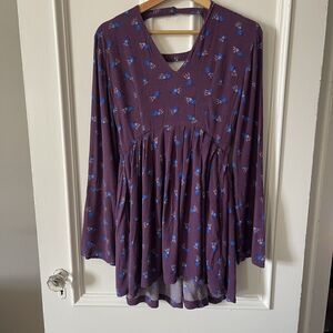 Free People Moody Purple Long Sleeve Printed Dress